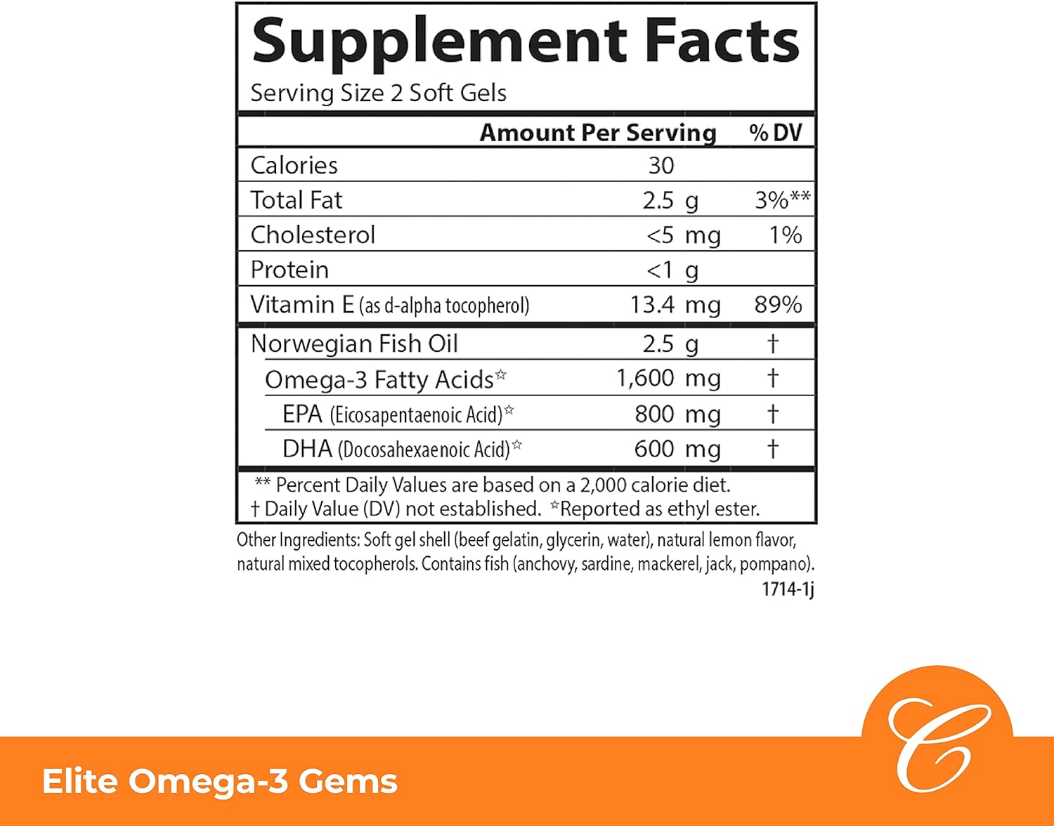  Carlson - Elite Omega-3 Gems, 1600 mg Fatty Acids Including