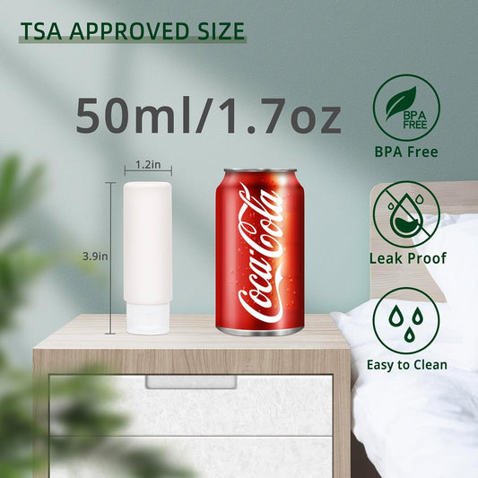 TSA Approved Travel Bottles Set for Toiletries 50 1.7 Squeeze Bottle Travel Size Container Kit Portable Leak Proof Refillable Cosmetic Airplane Essential Shampoo Conditioner Body Lotion Shower Gel