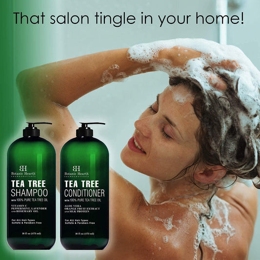 Botanic Hearth Tea Tree Shampoo & Conditioner Set (16  each) and Biotin Hair Serum (4 ) Bundle