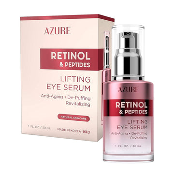 AZURE Retinol & Vitamin E Lifting Eye Serum - Anti Aging, De-Puffing & Revitalizing Dark Circle Corrector - Reduces Wrinkles, Fine Lines & Under Eye Bags - Calms & Soothes - Skin Care Made in Korea - 30mL / 1 .