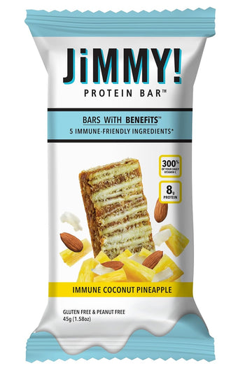 JiMMY! Protein Bar, Coconut Pineapple, Immune Support, 15 Count - Ener1.87 Pounds
