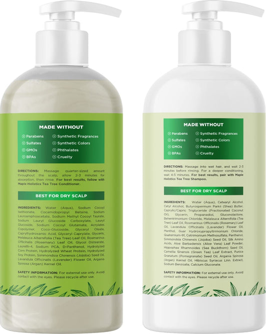Tea Tree Shampoo and Conditioner Set - Sulfate Free Clarifying Shampoo and Conditioner for Dry Damaged Hair Care with Australian Tea Tree Oil for Hair - Complete Dry Scalp Treatment for Men and Women