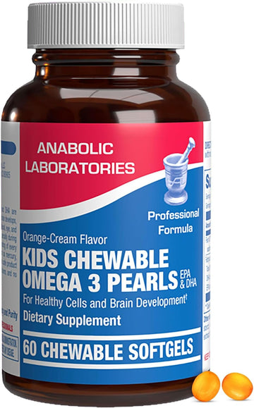 Kids Fish Oil Gummies Omega 3-60 Chewable Omega 3 Softgel Pearls with