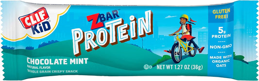CLIF Kid Zbar Protein - Chocolate Mint - Crispy Whole Grain Snack Bars