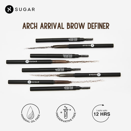 Sugar Cosmetics Arch Arrival Brow Definer04 Felix Onyx (Dark Blackish Brown) Long-Lasting, 12hr coverage, built-in spoolie