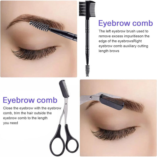 Professional Eyebrow Kit, 5in1 Eye Brow Shaper Kits for Eyebrow, Nose Hair, Mustache, Beard, Eyelashes, Ear Trimming Including Eyebrow Scissors, Tweezer, Eyebrow Brush Trimmer, Brush, Razor