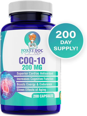 Dr. Valerie Nelson Coq10 - Co-Enzyme Q10-200 Mg - Excellent Value - 200 Caps - Quick Absorption - Veg. Caps - Non-Gmo -