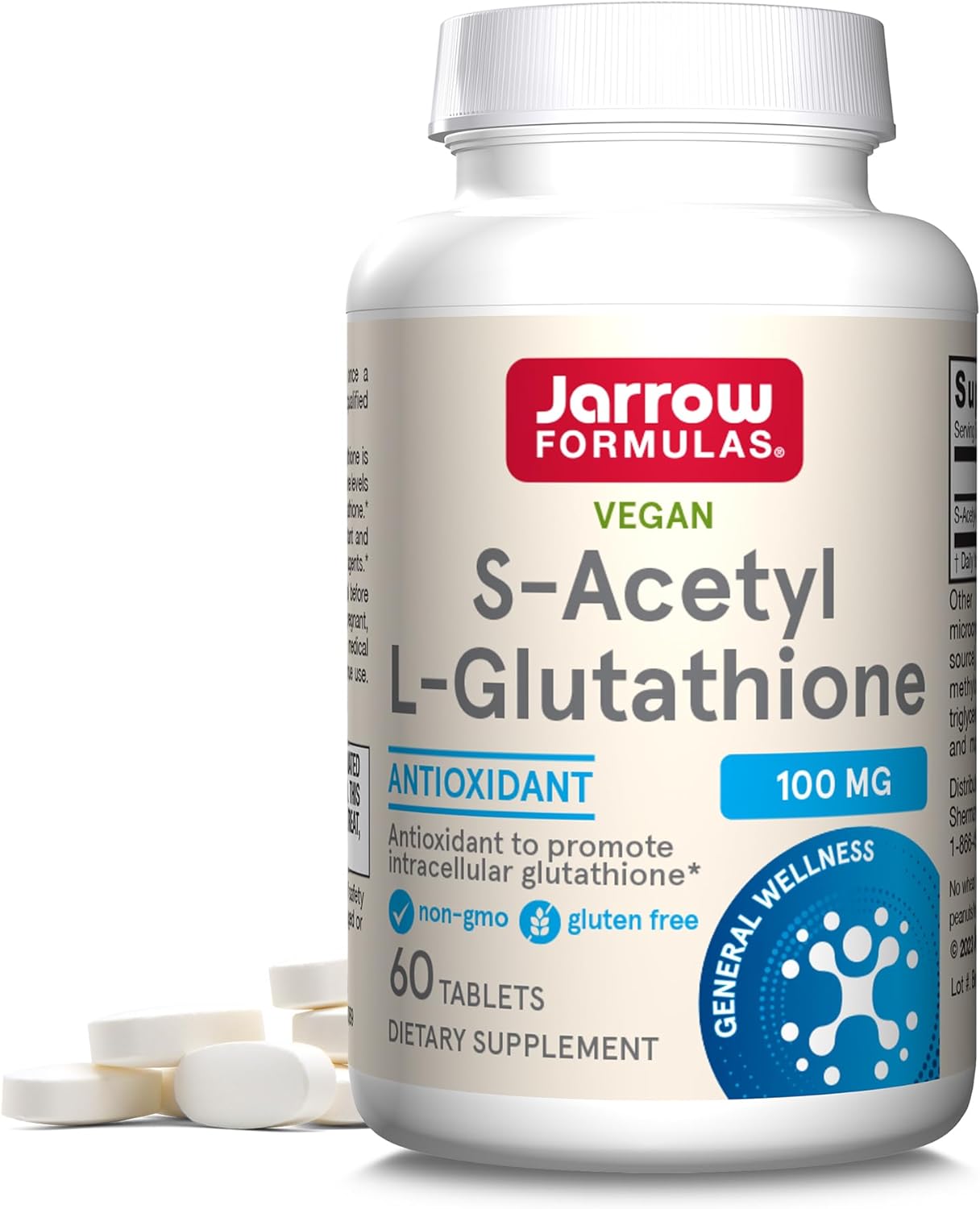 Jarrow Formulas S-Acetyl L-Glutathione Tablets - 100 mg - 60 Count - D