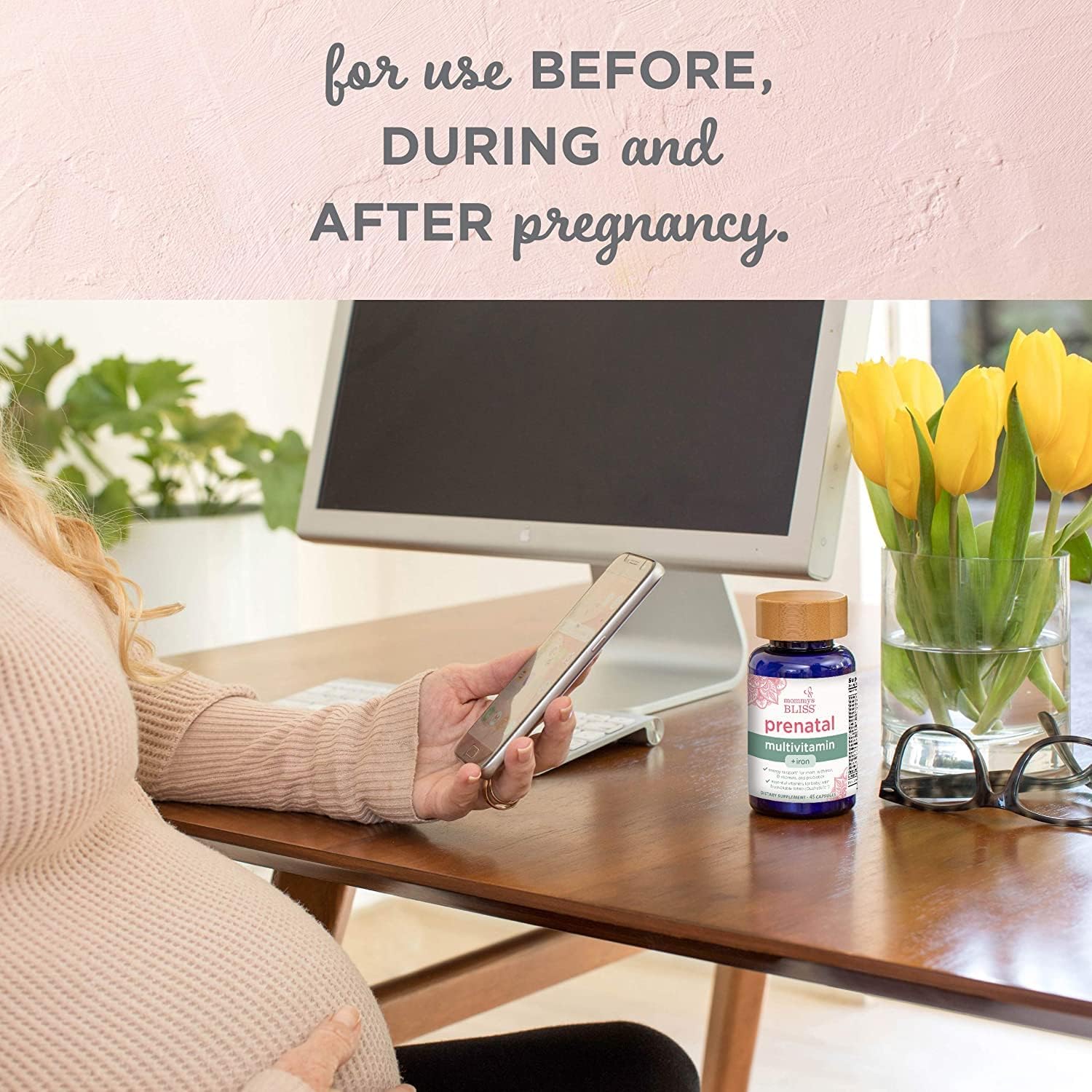Mommy's Bliss Prenatal Multivitamin with Iron and Folic Acid, Supports