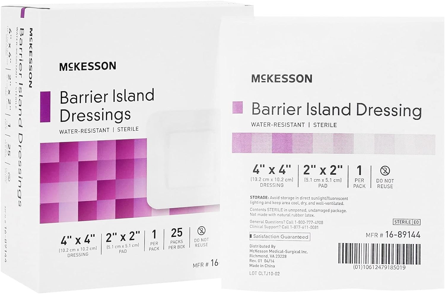 McKesson Barrier Island Dressings, Sterile, Water Resistant, 4 in x 4