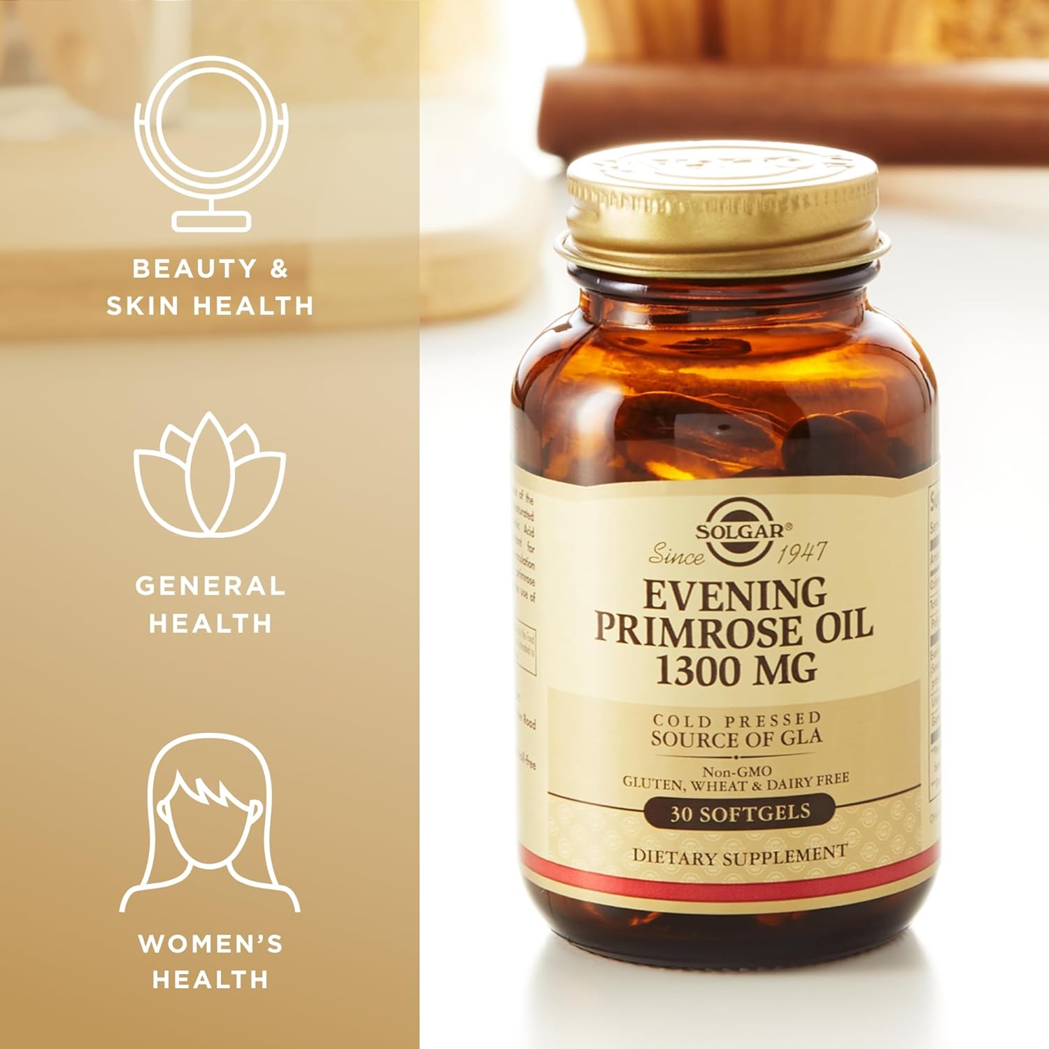 Solgar Evening Primrose Oil 1300 mg, 60 Softgels - Pack of 2 - Promote