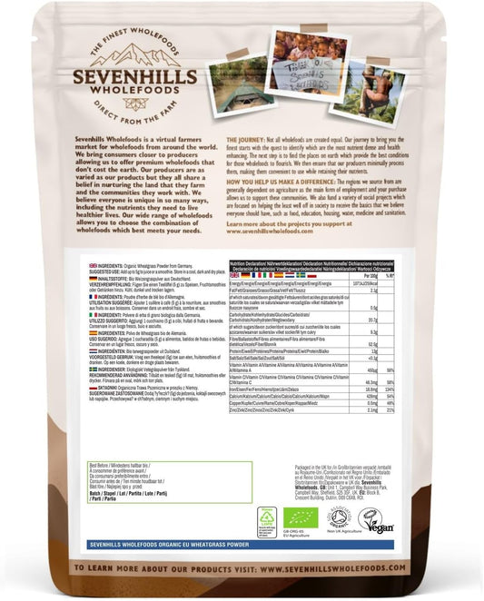 Sevenhills Wholefoods Organic Wheatgrass Powder, European (EU) 500g

500 Grams