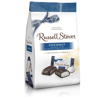 Russell Stover Dark Chocolate Coconut, 6 Ounce Mini Gusset Bag, Sweet Coconut Covered in Rich Chocolate Candy, Individua