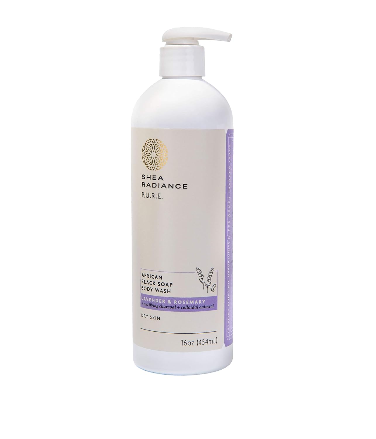 Shea Radiance African Black Soap Body Wash - Dry Skin, Eczema, Rashes, Blemish Cleanser | Lavender Rosemary (16 )