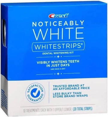 Crest Noticeably White Whitestrips, 2 Packs of 10 Treaments/20 Strips, 20 Total Treatments/40 Total Strips