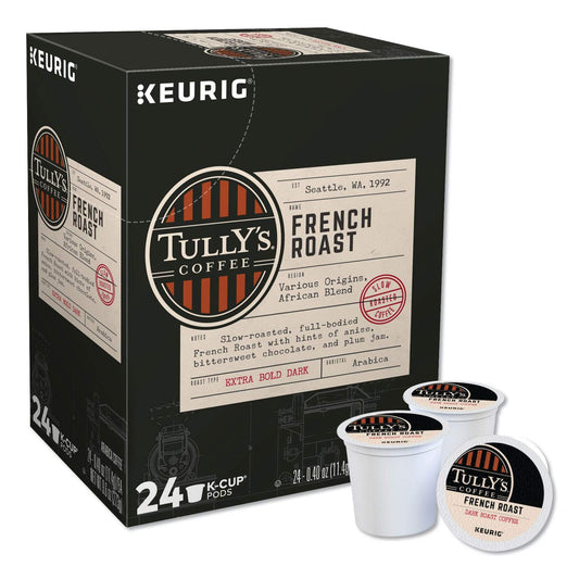 Tully's Coffee Decaffeinated French Roast, Extra Bold, 24-Count K-Cup for Keurig Brewers