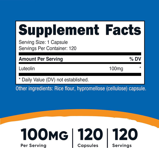 Nutricost Luteolin 100mg 120 Capsules - Vegetarian Friendly, Non-GMO, Gluten Free