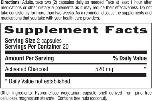 Country Life Activated Charcoal, Digestive Aid, 260mg, 40 Ve