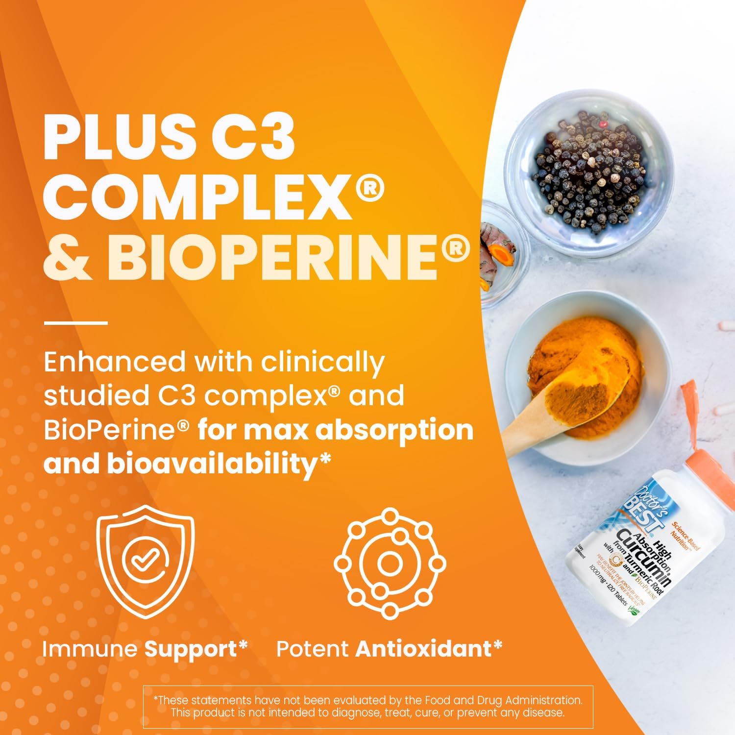 Doctor's Best Curcumin From Turmeric Root with C3 Complex & BioPerine,