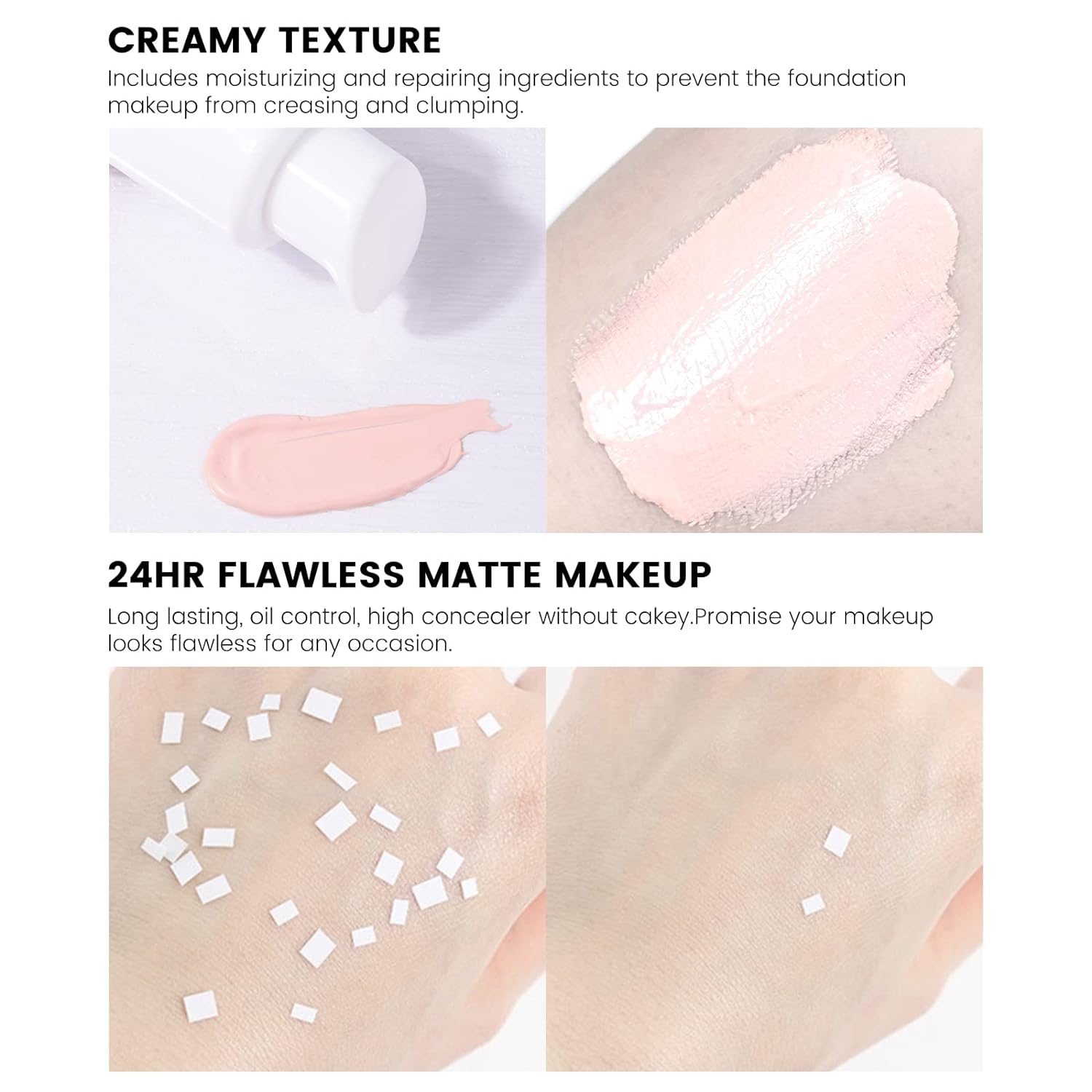 FREEORR 2Pcs Liquid Foundation Matte Full Coverage,Makeup Fo