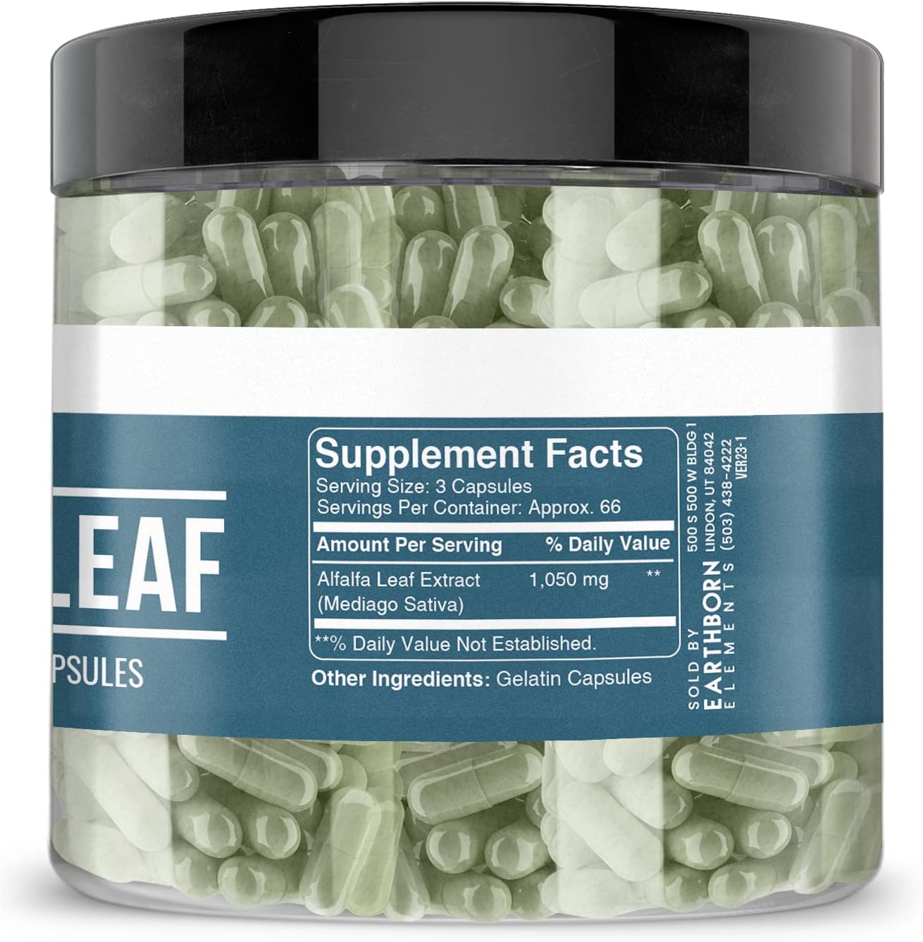 Earthborn Elements Alfalfa Leaf 200 Capsules, Pure & Undiluted, No Add