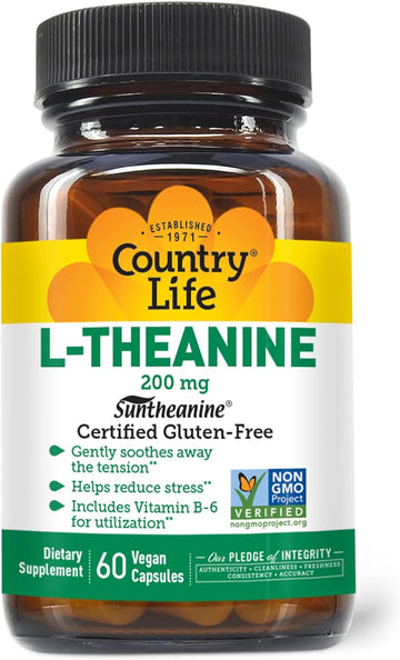 Country Life L-Theanine, 200mg Suntheanine L-Theanine, 60 Vegan Capsul