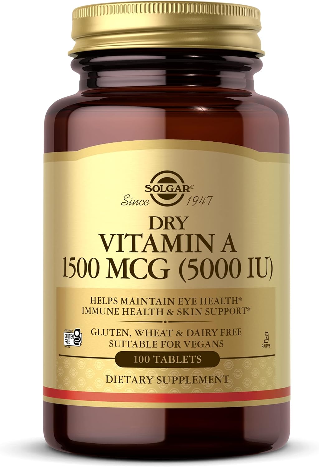 Solgar Dry Vitamin A 1500 Mcg (5000 Iu), 100 Tablets - Supports Health