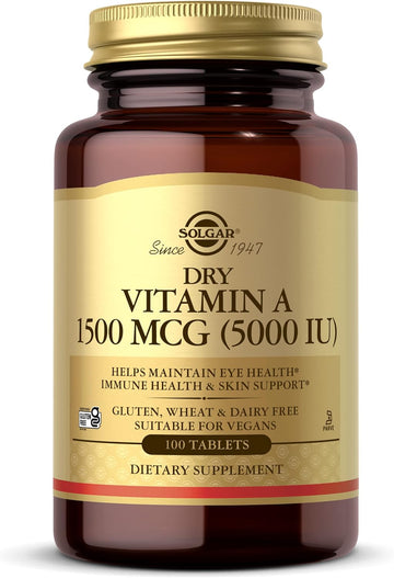Solgar Dry Vitamin A 1500 Mcg (5000 Iu), 100 Tablets - Supports Health