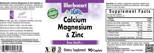 BlueBonnet Calcium Magnesium Zinc Caplets, 90 Count