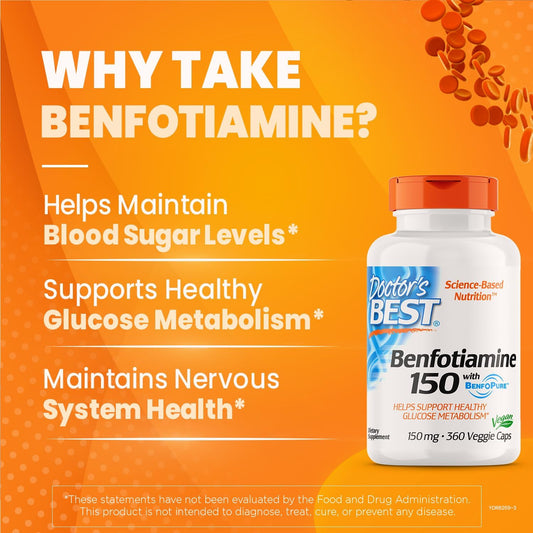 Doctor'S Best Benfotiamine 150 With Benfopure, Helps Maintain Glucose