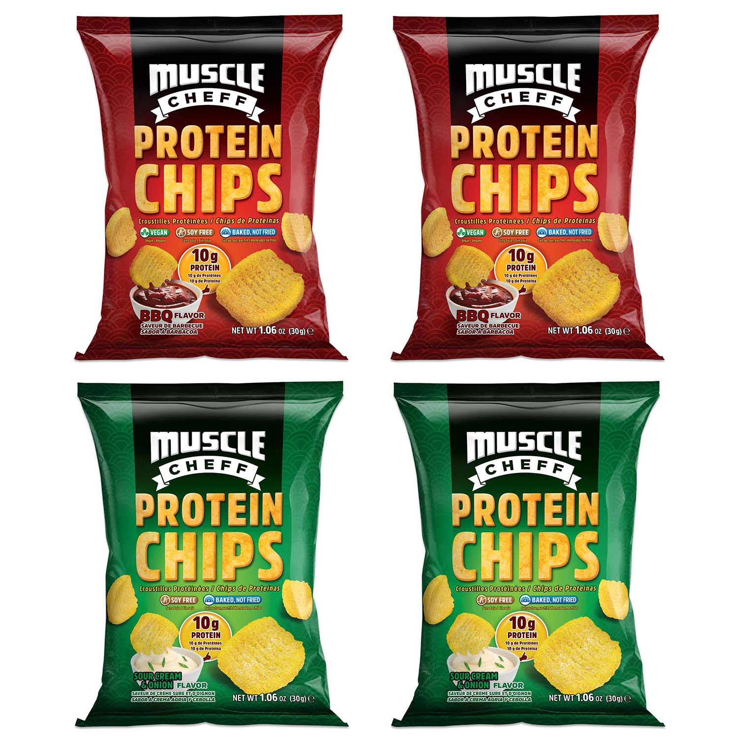 Protein Chips, Soy Free, Muscle Cheff, Fully Baked Pea Protein Chips, High Protein and Fiber, Low Carb, Keto (Variety Pack )