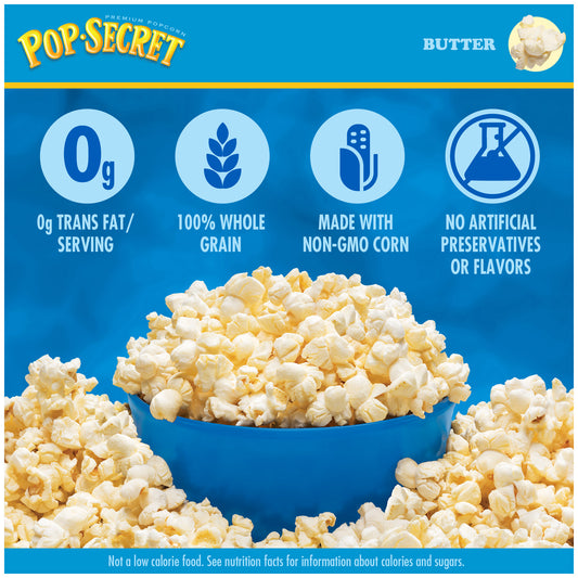 Pop Secret Microwave Popcorn, 100 Calorie Butter Flavor,  Snack Bags, 12 Ct