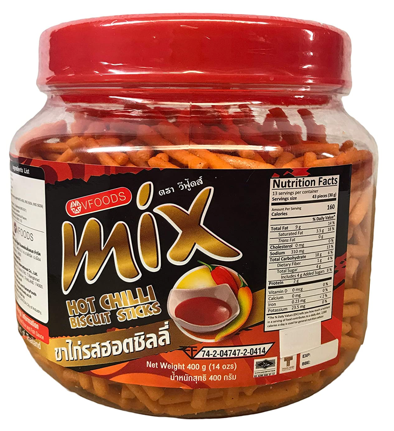 MIX Hot Chilli Biscuit Sticks,  (400g) Jar, Chili Spicy Snack Foods