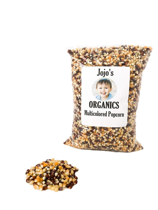 Jojo's Organics Non-GMO Multi-color Popcorn | Popping Corn |  (Pounds) | Whole Grain Multi-colored Calico or Rainbow Kernels | Bulk Dry | Product of USA