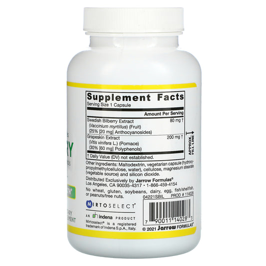 Jarrow Formulas, Bilberry + Grapeskin Polyphenols, Veggie Caps