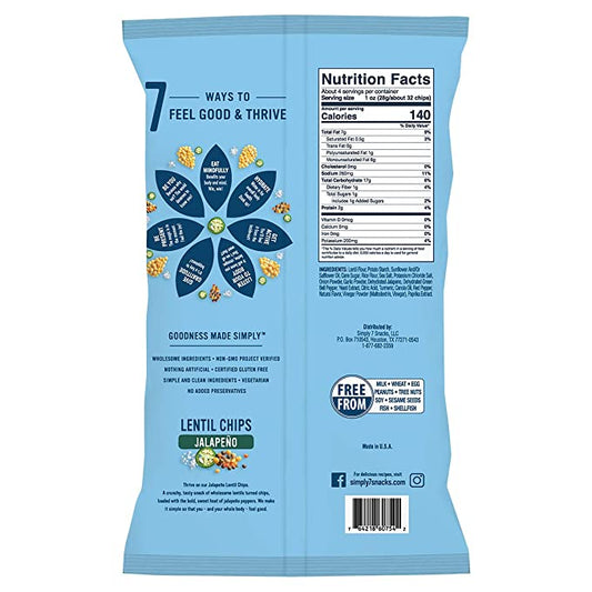 Simply 7 Lentil Chips, Jalapeno, Packaging May Vary