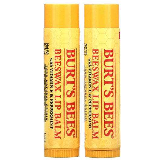 Burt's Bees, Beeswax Lip Balm with Vitamin E & Peppermint,  0.15 oz (4.25 g) Each