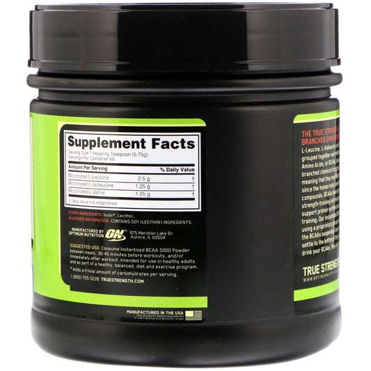 Optimum Nutrition, Instantized BCAA 5000 Powder, Unflavored