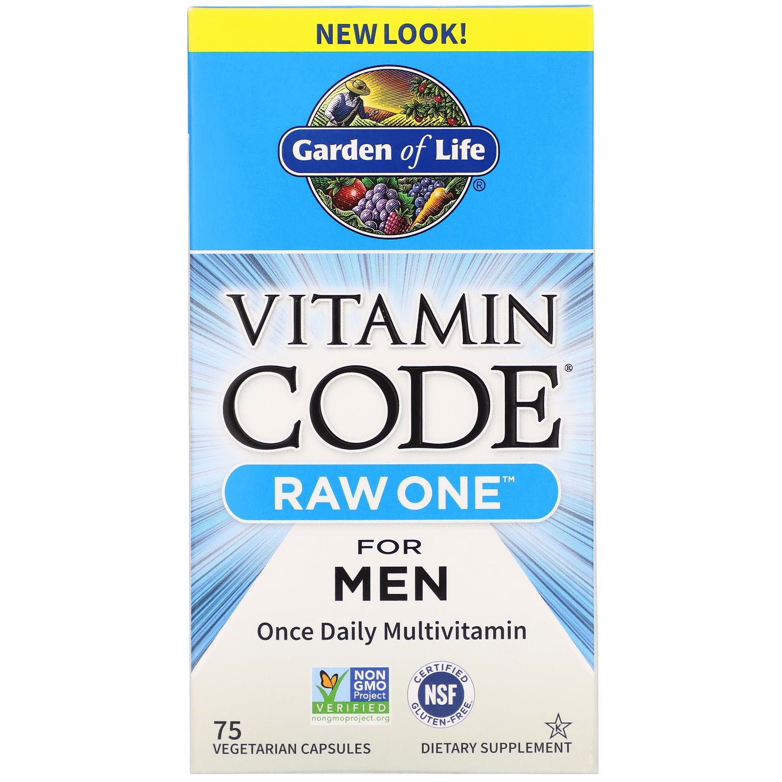 Garden Of Life, Vitamin Code, Raw One, Once Daily Multivitamin For Men, Vegetarian Capsules