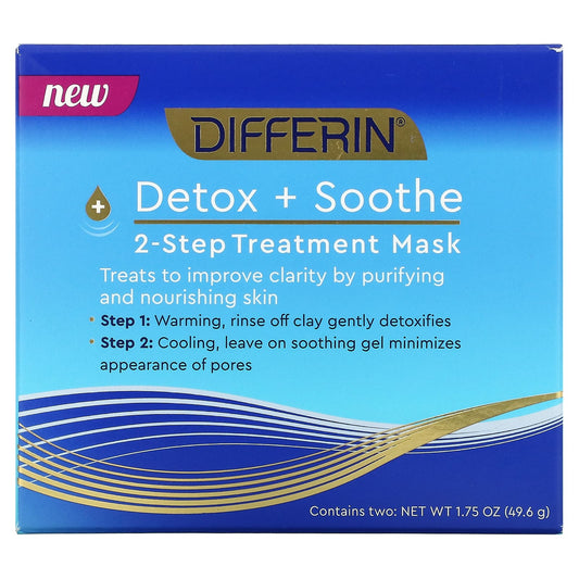 Differin, Detox + Soothe, 2-Step Treatment Beauty Mask(49.6 g)