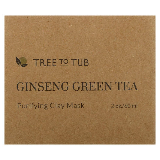 Tree To Tub, Activated Charcoal Deep Purifying Clay Face Mask for Sensitive Skin, Ginseng & Green Tea (60 ml)