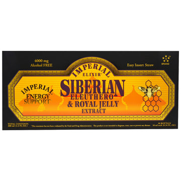 Imperial Elixir, Siberian Eleuthero & Royal Jelly Extract, Alcohol Free, 4000 mg,0.34 fl oz (10 ml) Each