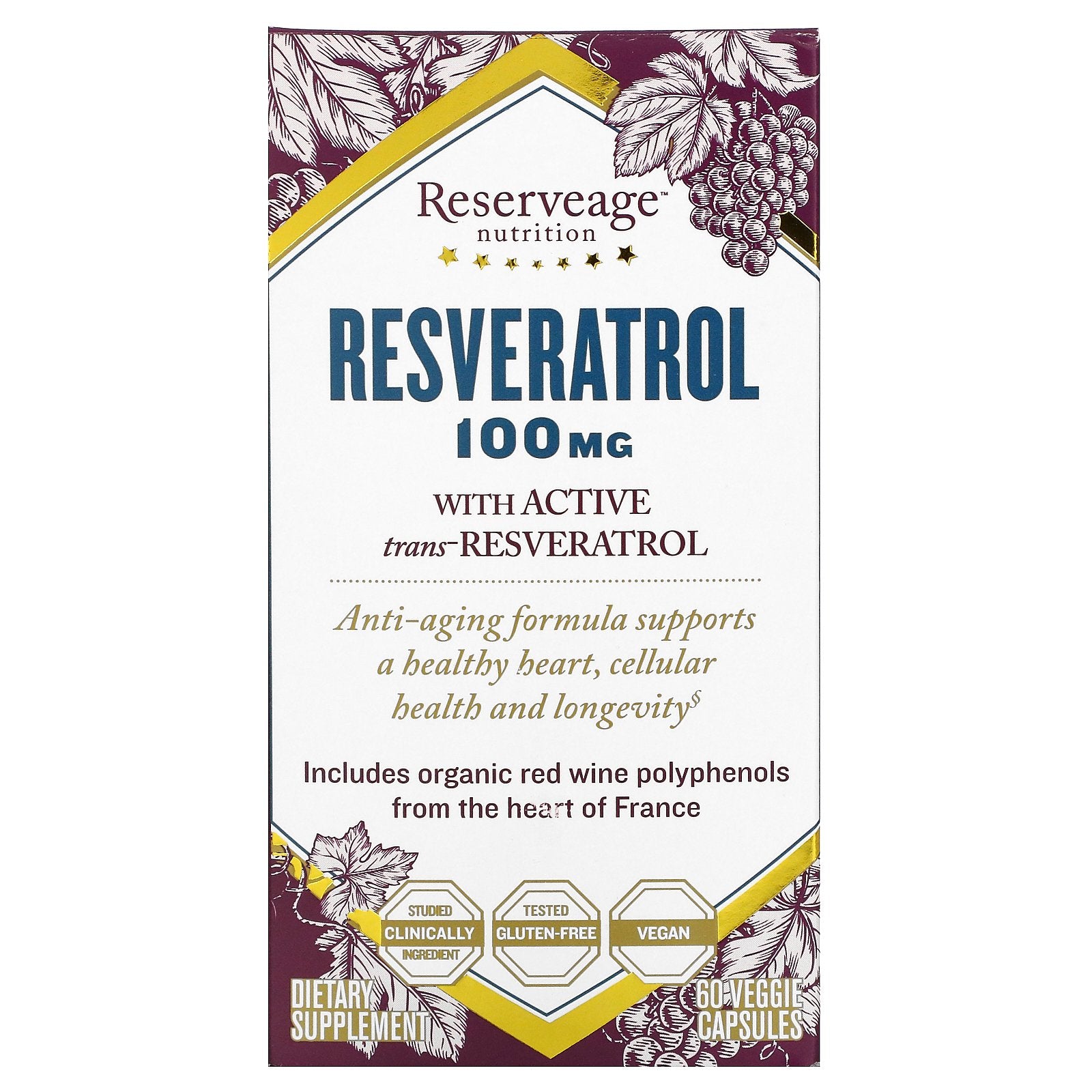 ReserveAge Nutrition, Resveratrol, 60 Veggie Capsules