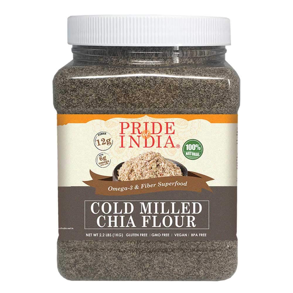 Pride Of India Raw Black Chia Seed Meal Flour - Cold Milled - Omega-3 & Fiber Superfood