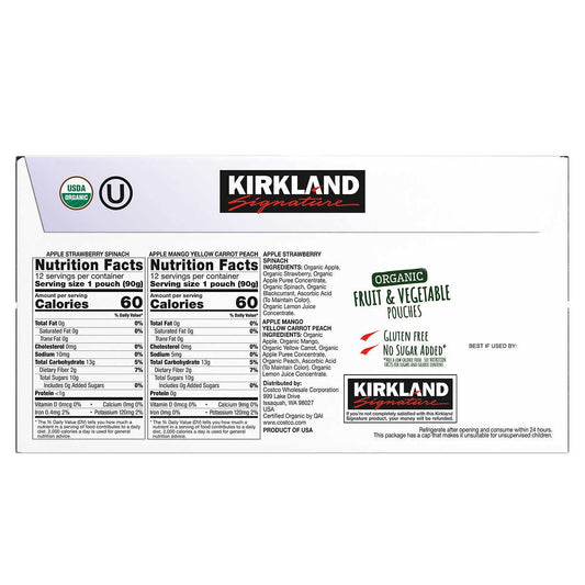 Kirkland Signature Organic Fruit and Vegetable Pouch Variety Pack