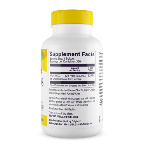 Vitamin D3 360 Softgels By Healthy Origins