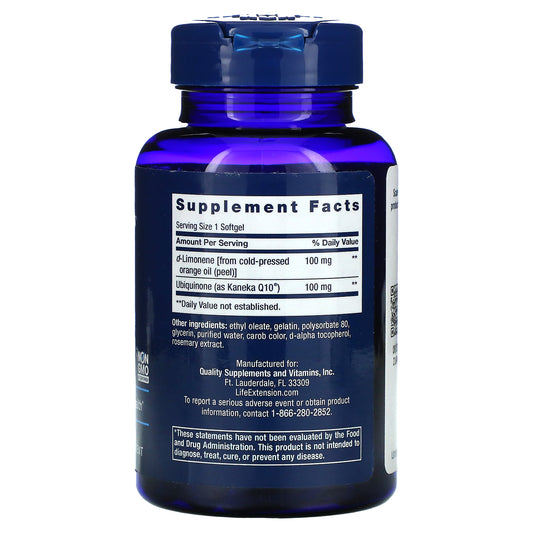 Life Extension, Super-Absorbable Coq10 (Ubiquinone) With D-Limonene, 100 Mg Softgels