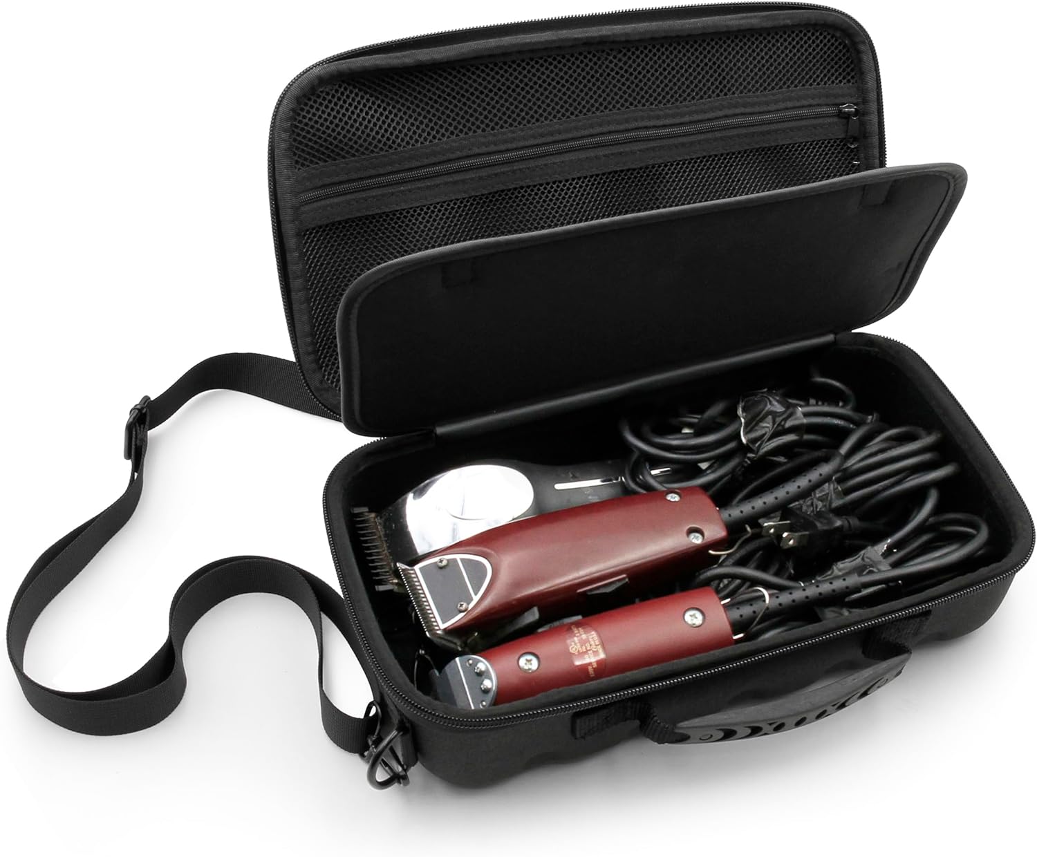 CASEMATIX Hair Clipper Barber Case Holds Three Electric Clippers, Hair Buzzers, Trimmers, T Finisher Liner - Travel Case For Clippers, Stylist and Hair Cutting Supplies