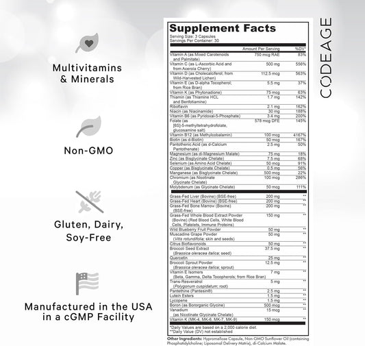 Codeage Multivitamin Performance Elite Max - Essential Vitamins for At