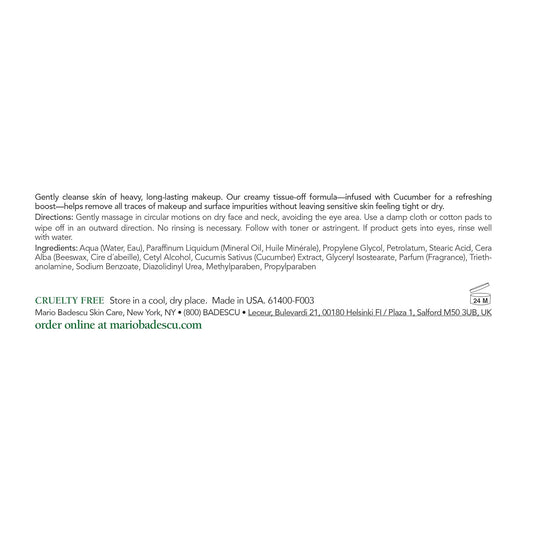 Mario Badescu Cucumber Makeup Remover Cream with Non-Greasy 